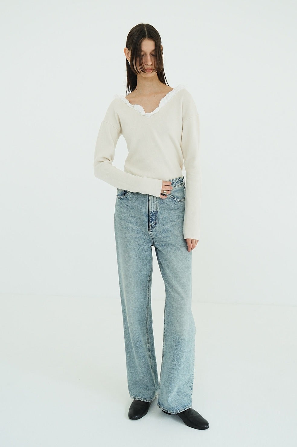 FRILL V NECK KNIT TOPS｜TOPS(トップス)｜CLANE OFFICIAL