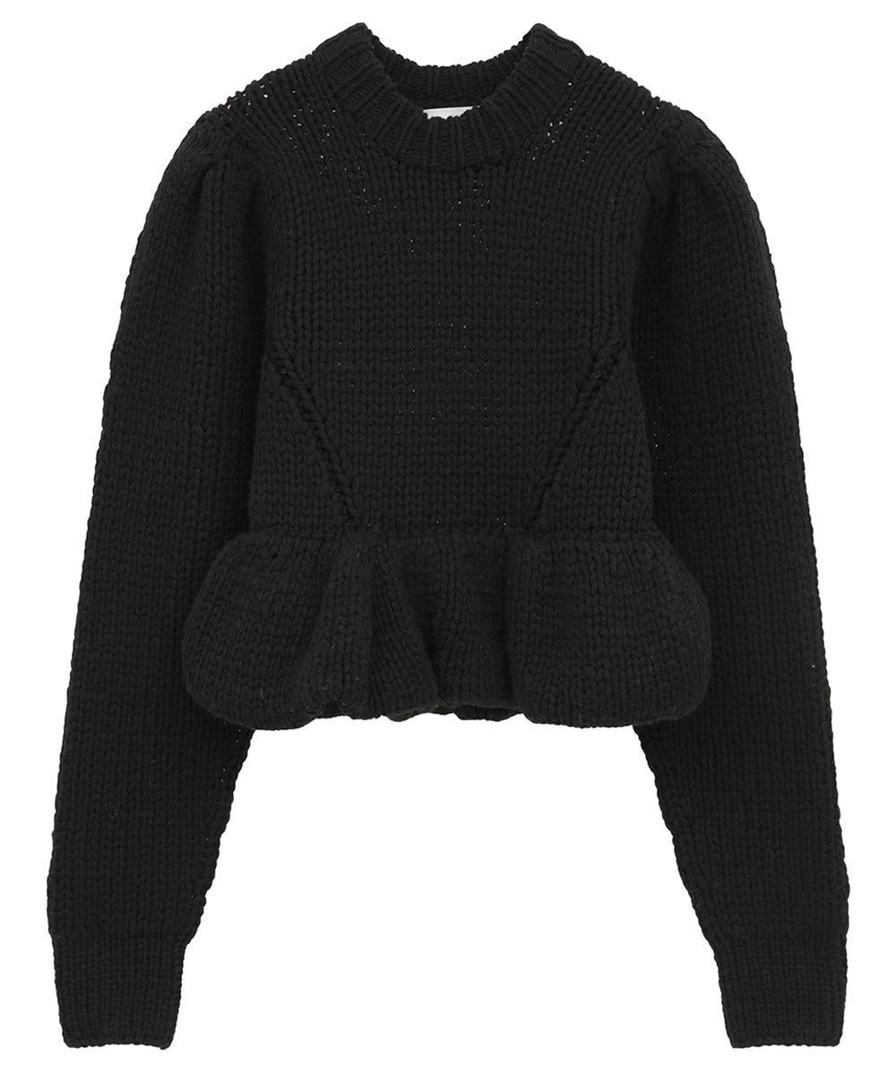 【PRE ORDER 2BUY 10%OFF】PEPLUM HAND KNIT TOPS