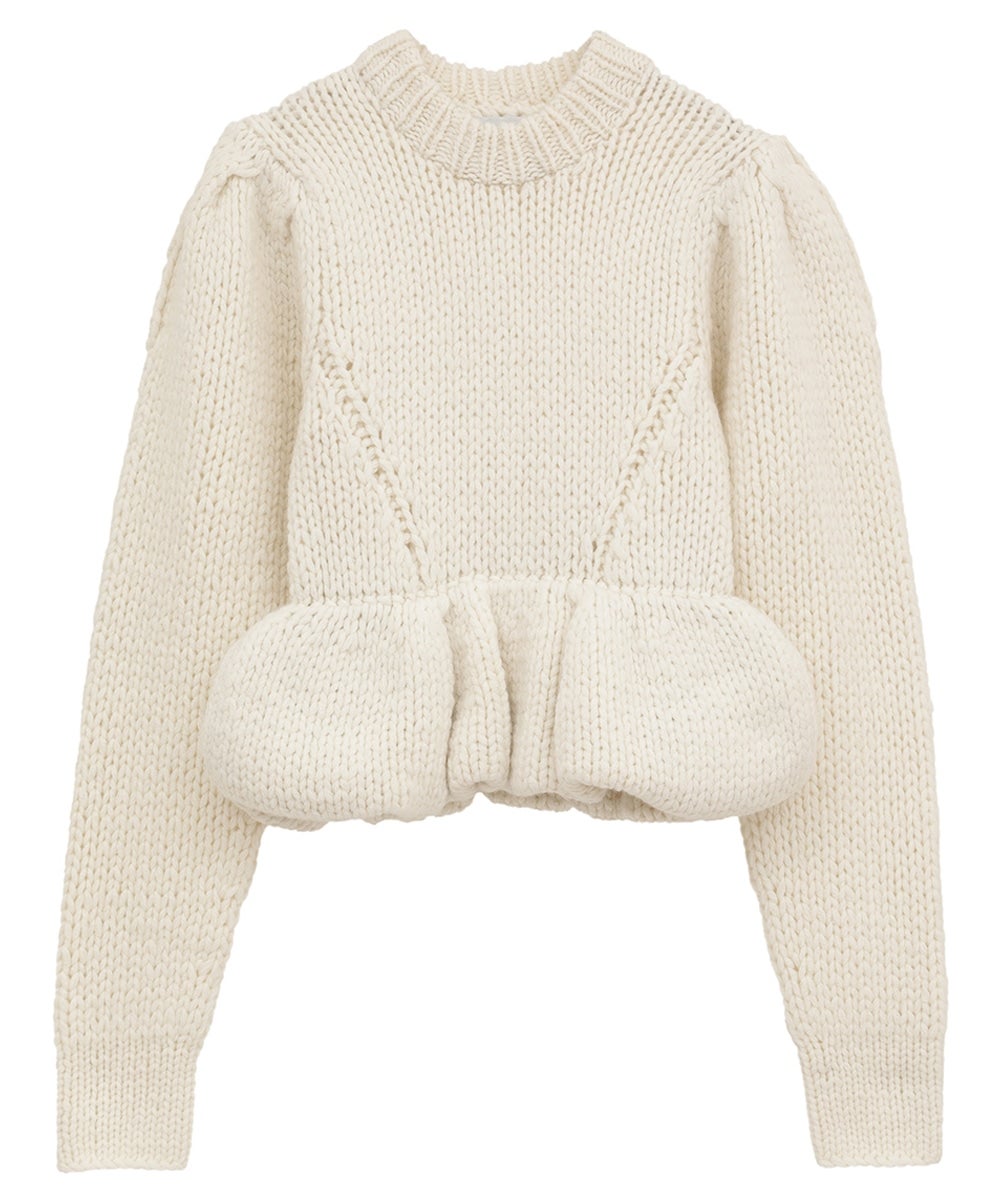 【PRE ORDER 2BUY 10%OFF】PEPLUM HAND KNIT TOPS