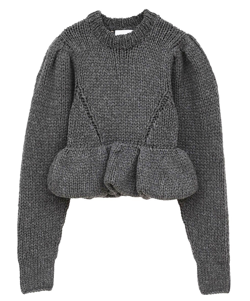 【PRE ORDER 2BUY 10%OFF】PEPLUM HAND KNIT TOPS