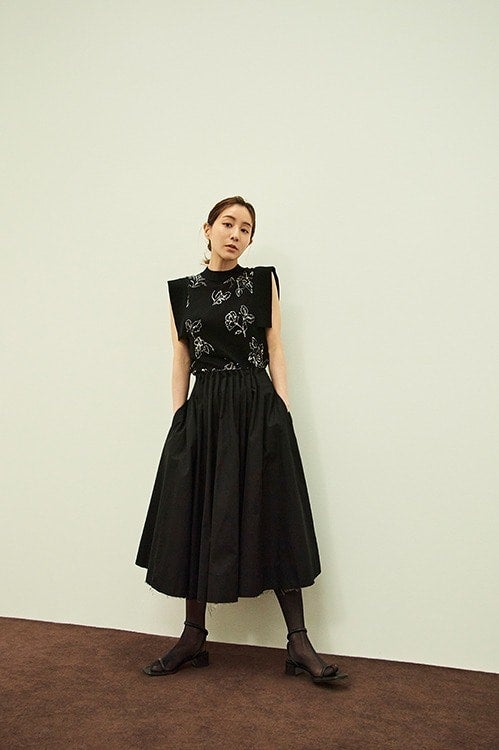 MINAMI TANAKA×CLANE THIN FLOWER SQUARE SLEEVE KNIT TOPS