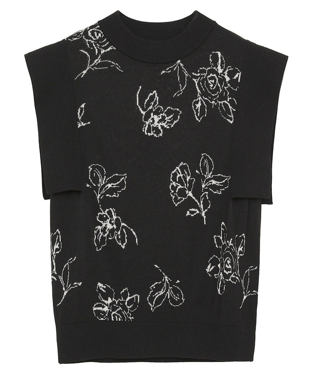 MINAMI TANAKA×CLANE THIN FLOWER SQUARE SLEEVE KNIT TOPS｜TOPS