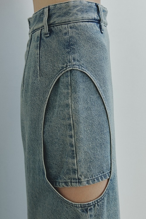 CIRCLE CUT LAYERED DENIM SKIRT
