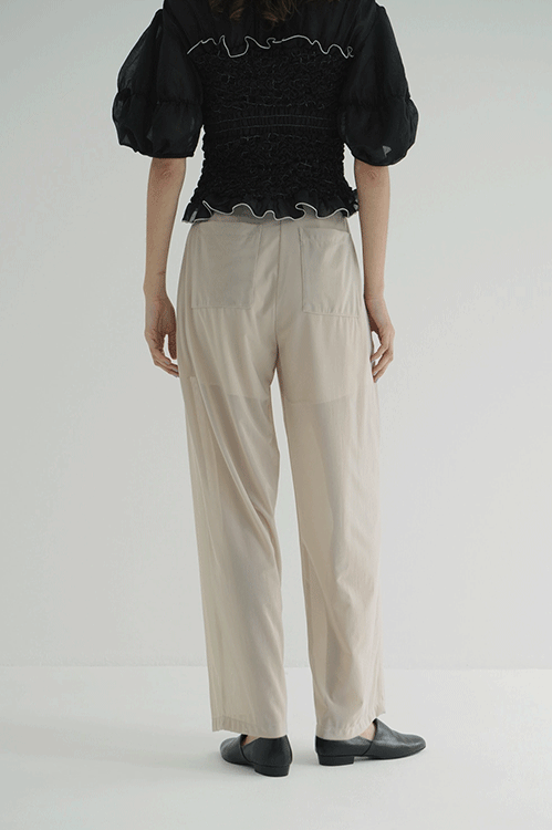 SHEER TUCK PANTS