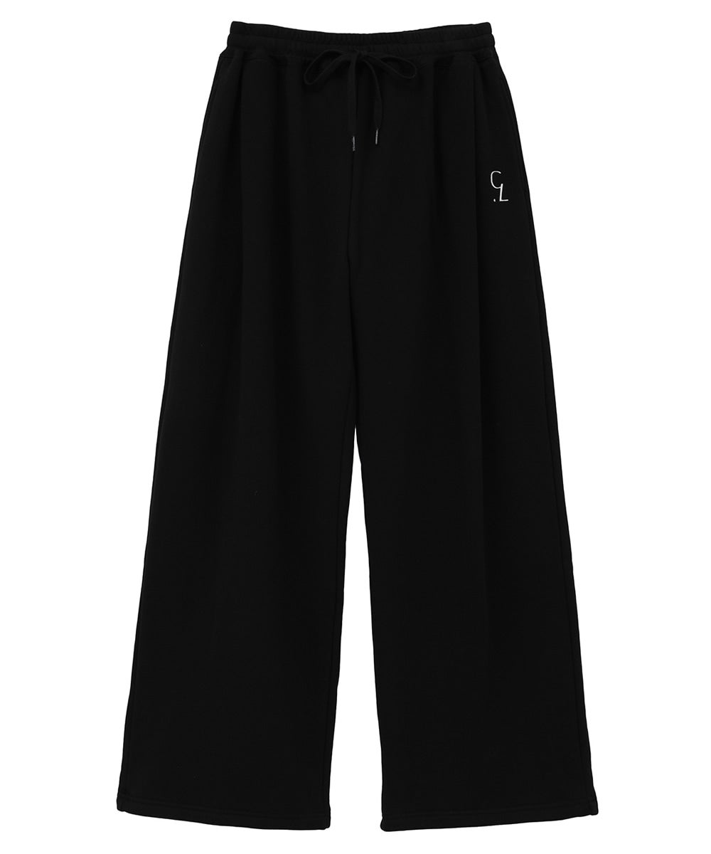 LOGO SWEAT TUCK WIDE PANTS