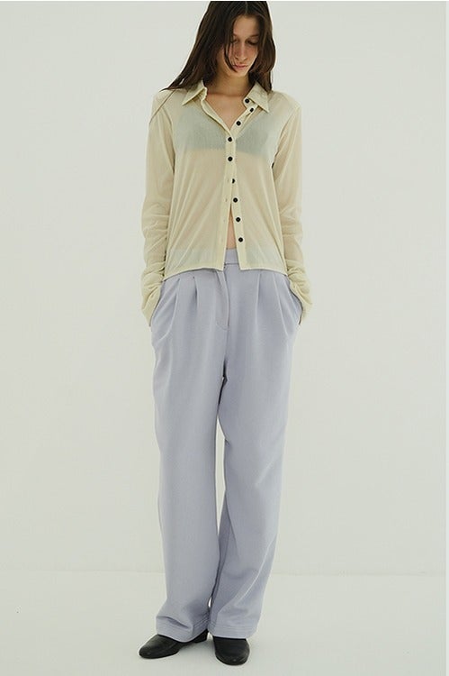 CLANE GATHER SHIRT 新品タグ付き クラネ CLANE MIX MESH GATHER SHIRT （IVORY） -ファッション