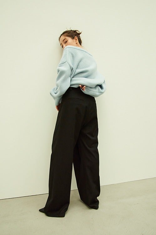 MINAMI TANAKA×CLANE TUCK HERRINGBONE SLACKS
