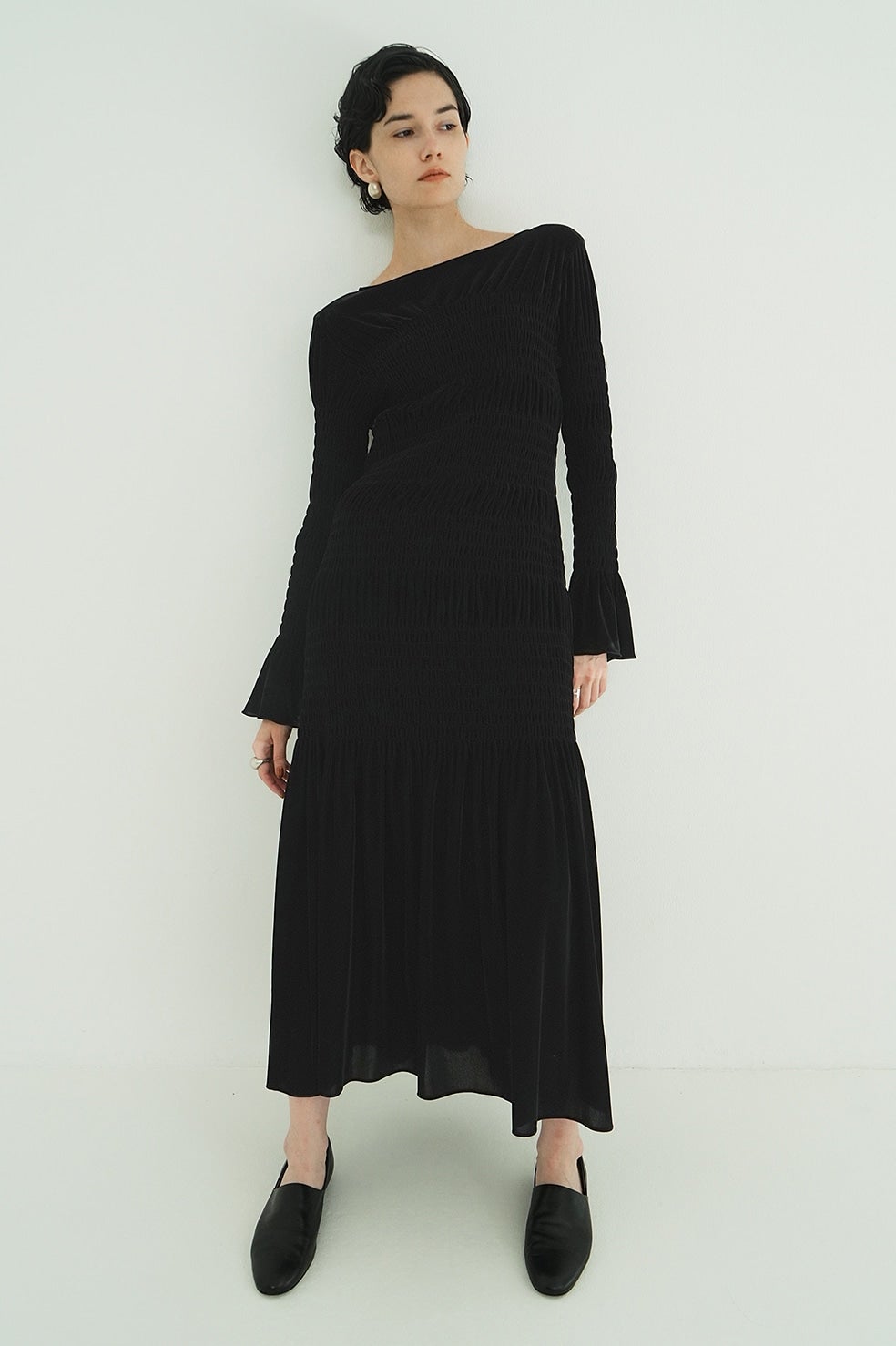 CLANE ドレス　結婚式　参列ドレス SHIRRING LONG ONEPIECE｜DRESS(ドレス)｜CLANE OFFICIAL ONLINE