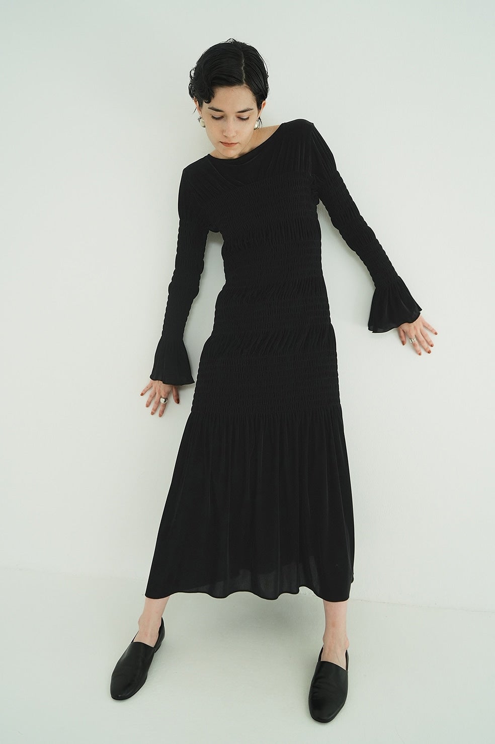 CLANE ドレス/ワンピース/ 長袖 SHIRRING LONG ONEPIECE|DRESS(ドレス)|CLANE OFFICIAL ONLINE