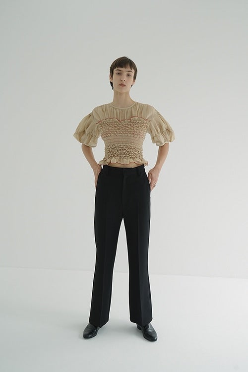 COLOR STITCHED SHIRRING TOPS