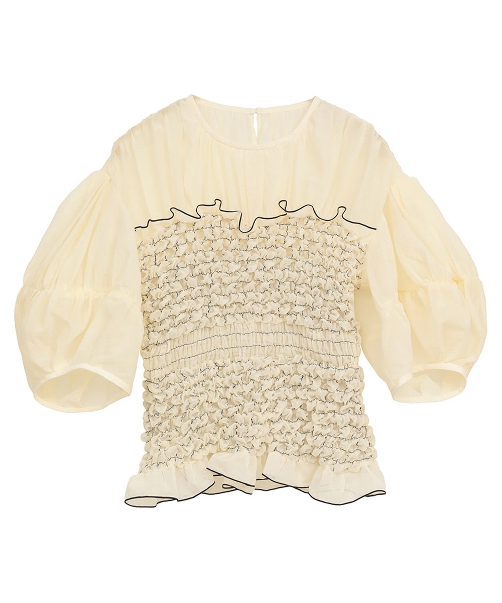 COLOR STITCHED SHIRRING TOPS
