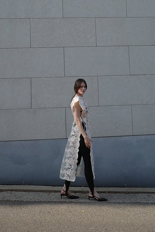 FLOWER SHEER LACE LONG TOPS