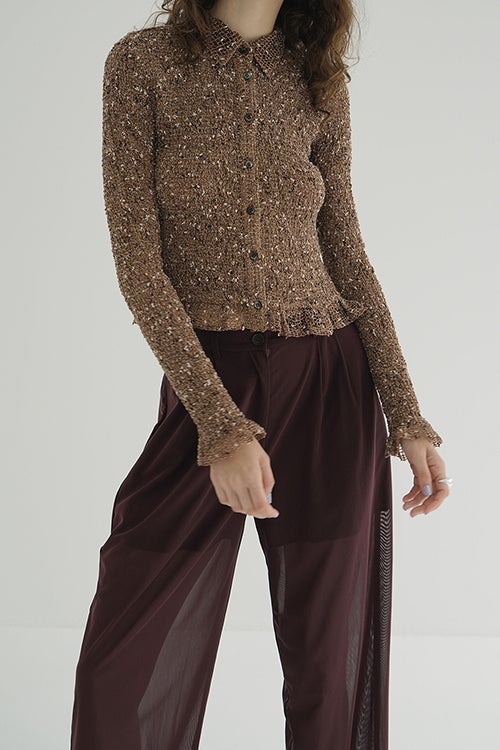 MIX MESH GATHER SHIRT
