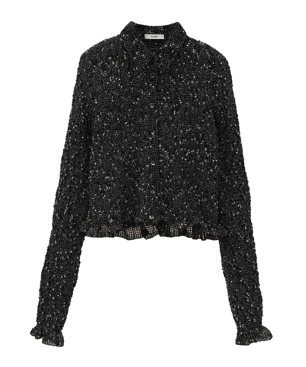 トップス CLANE MIX MESH GATHER SHIRT CLANE - ミックメッシュギャザーシャツ - MIX MESH GATHER SHIRT