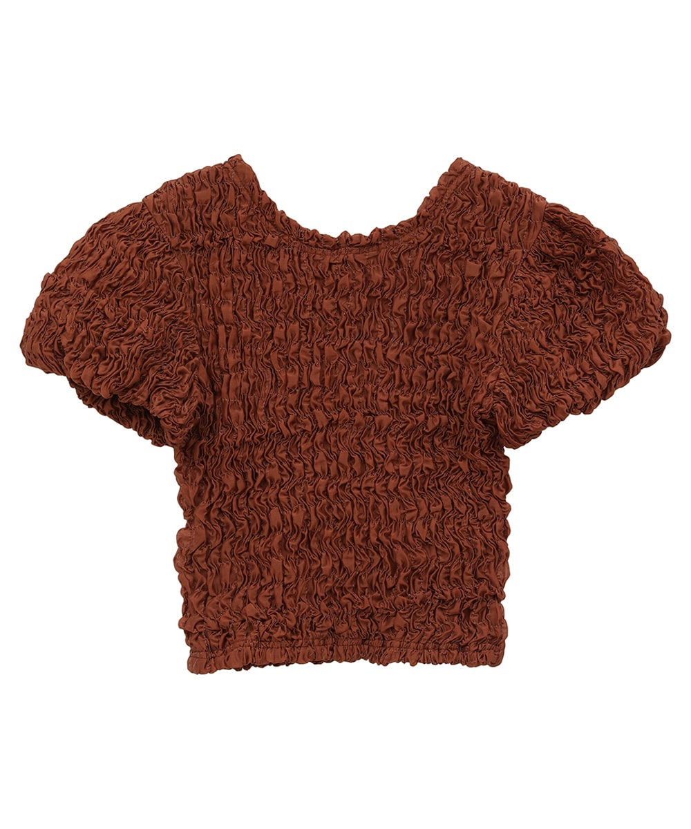 W FACE SHIRRING CROPPED TOPS