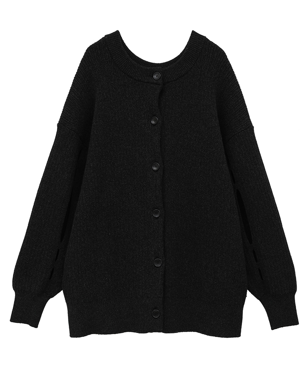 W FACE COLOR MIX HOLE SLEEVE CARDIGAN