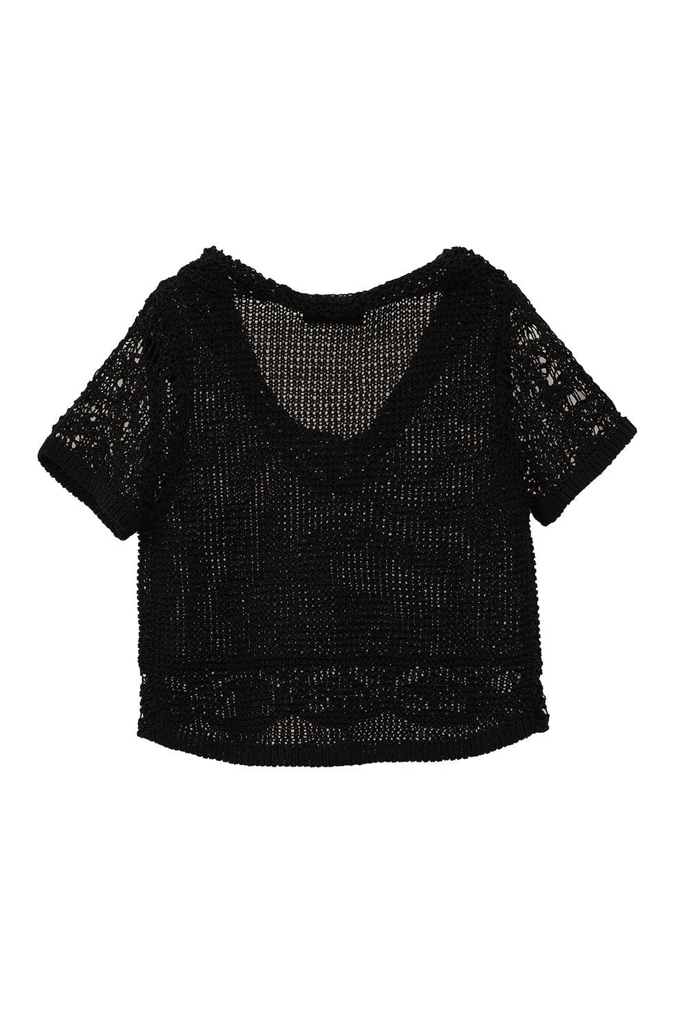 [最終価格/ 今週末まで掲載] JNBY 変形トップス(黒) CROPPED CROCHET KNIT TOPS｜TOPS(トップス)｜CLANE OFFICIAL