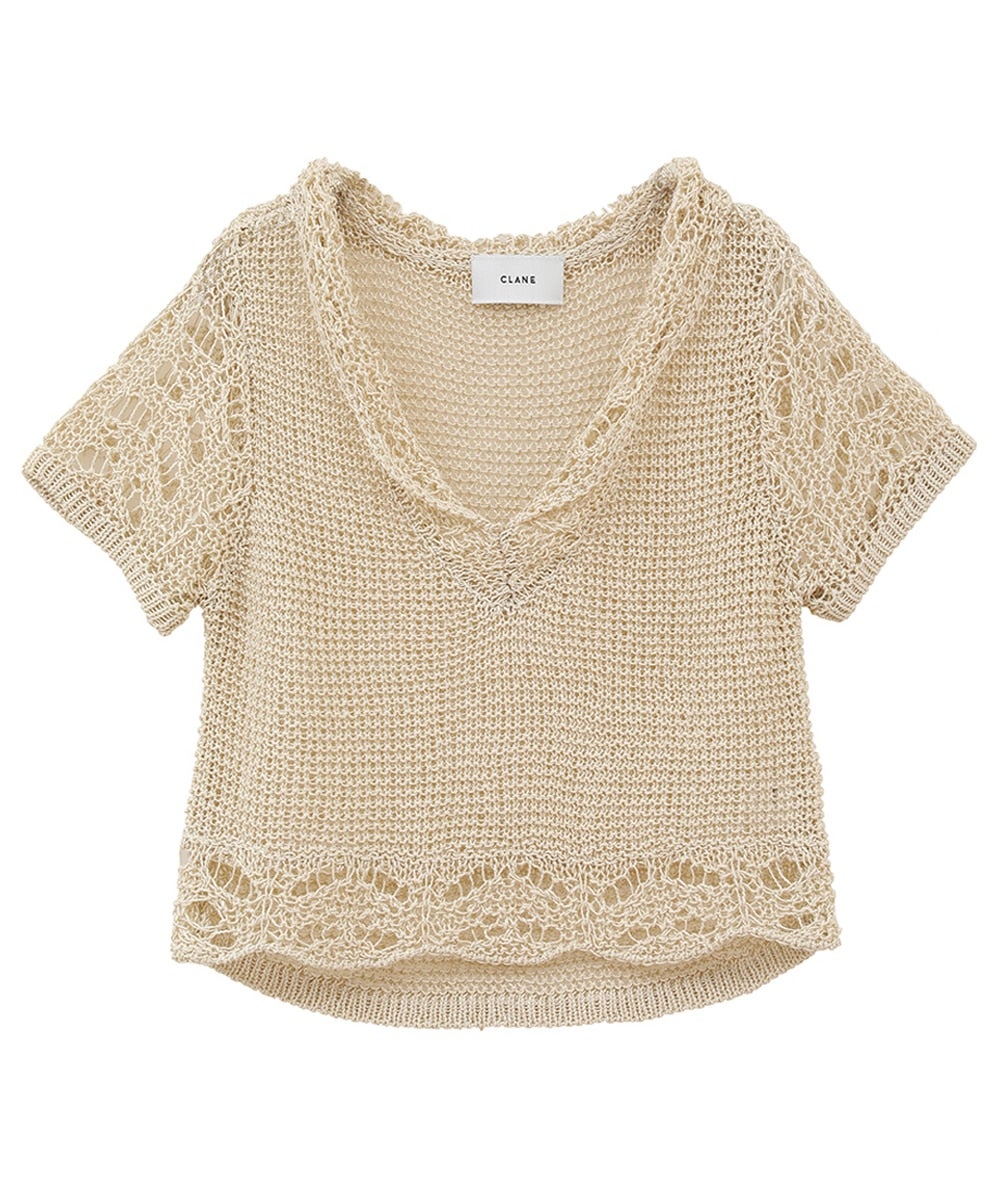 新品☆CLANEクラネ☆BOAT NECK CROCHET KNIT TOPS BOAT NECK CROCHET KNIT TOPS（ニット/セーター）｜CLANE