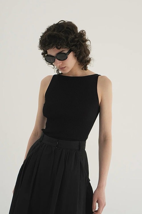 BOAT NECK RIB KNIT TANK TOPS