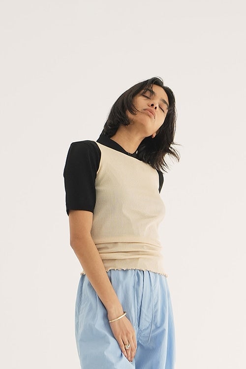 BOAT NECK RIB KNIT TANK TOPS