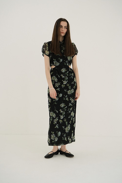 【PRE ORDER 2BUY 10%OFF】SHEER FLOWER MINI PUFF ONEPIECE