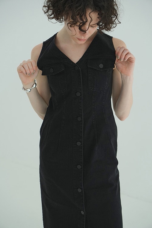 SLEEVELESS LADY DENIM ONEPIECE