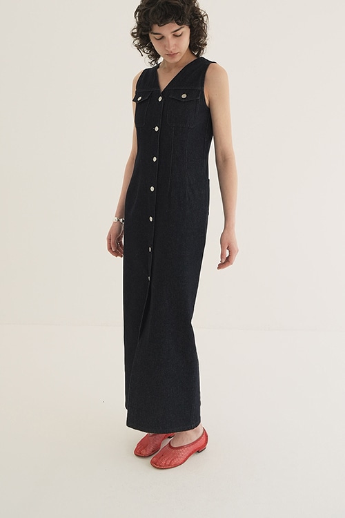 SLEEVELESS LADY DENIM ONEPIECE