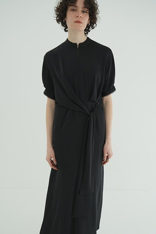 STAND COLLAR WAIST TIE ONEPIECE