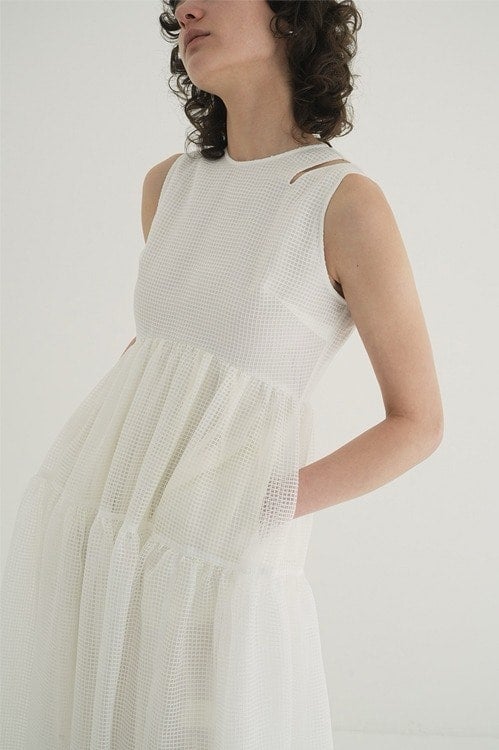SHEER PLAID FLARE ONEPIECE