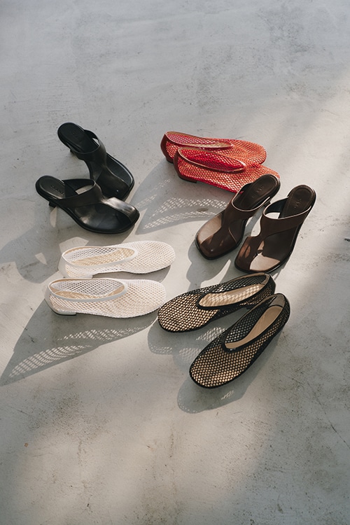 【PRE ORDER 2BUY 10%OFF】MESH OBLIQUE TOE FLAT SHOES