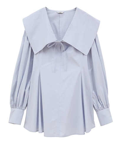 BIG COLLAR DRAWSTRING BLOUSE