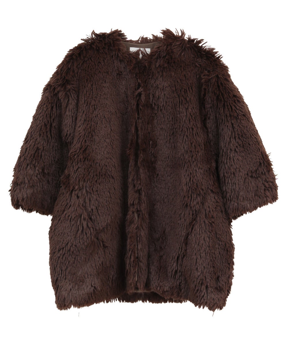 HALF SLEEVE FAKE FUR JACKET