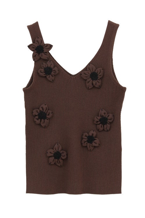 FLOWER MOTIF CAMI KNIT TOPS