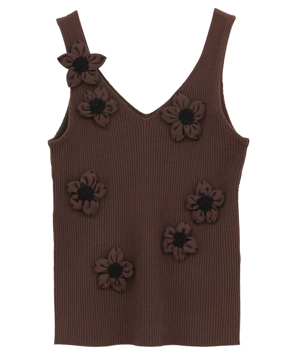 FLOWER MOTIF CAMI KNIT TOPS