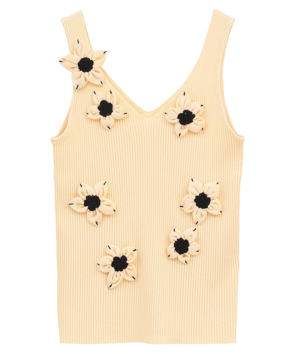 FLOWER MOTIF CAMI KNIT TOPS