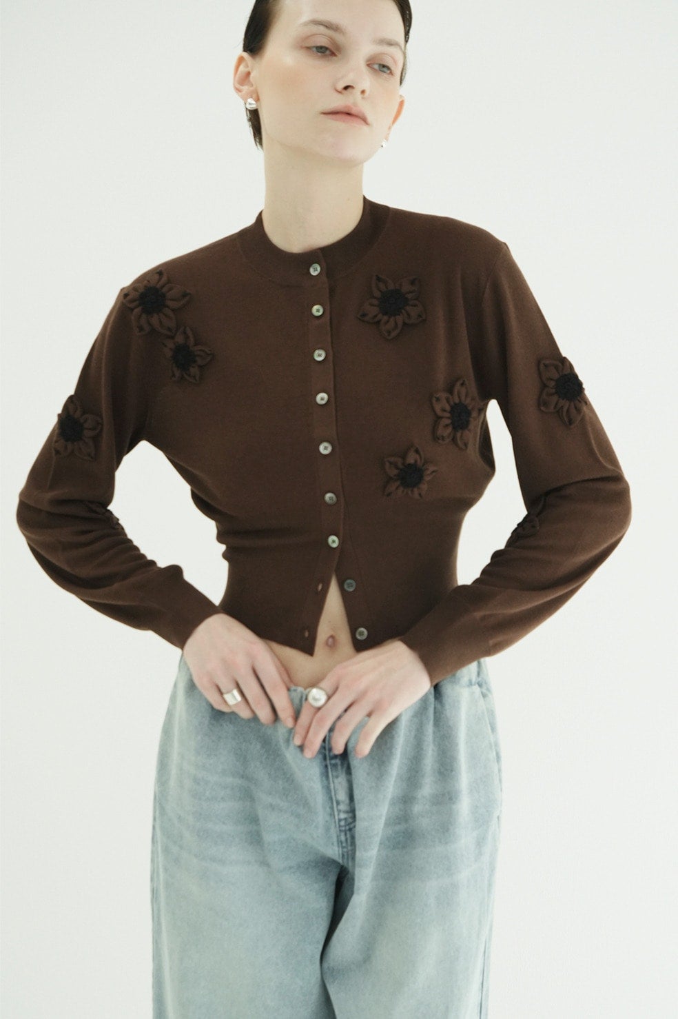 FLOWER MOTIF KNIT CARDIGAN｜TOPS(トップス)｜CLANE OFFICIAL ONLINE