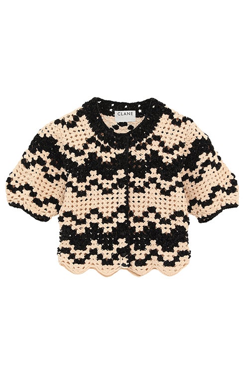 MALL BORDER HAND CROCHET KNIT CARDIGAN