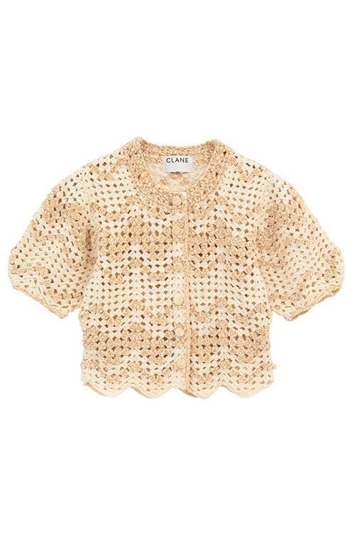 MALL BORDER HAND CROCHET KNIT CARDIGAN