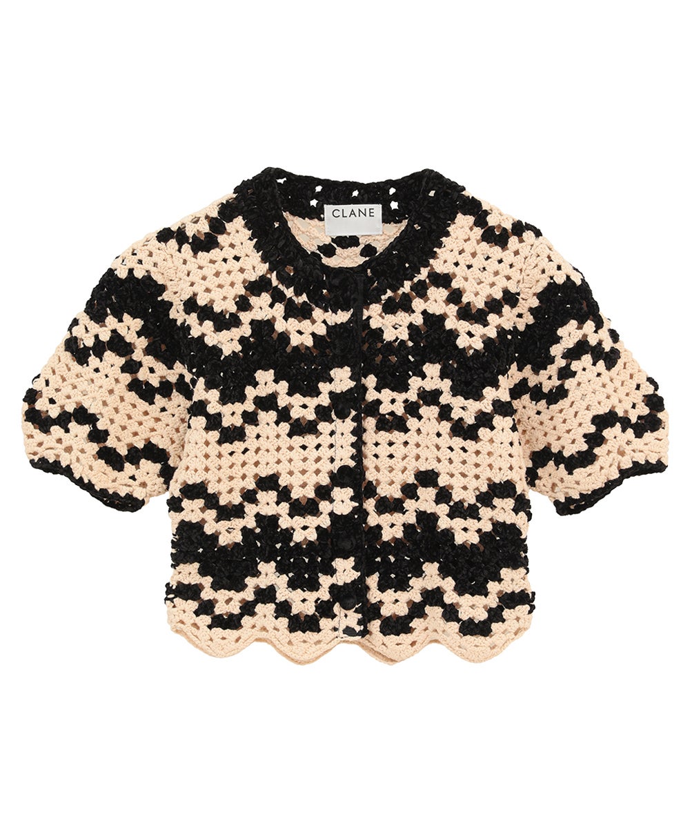 MALL BORDER HAND CROCHET KNIT CARDIGAN