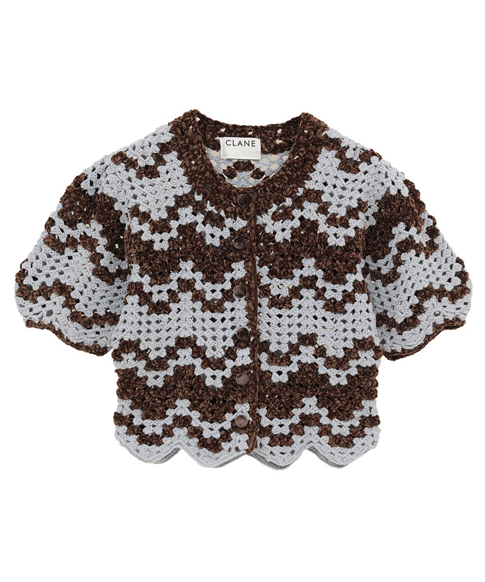 MALL BORDER HAND CROCHET KNIT CARDIGAN