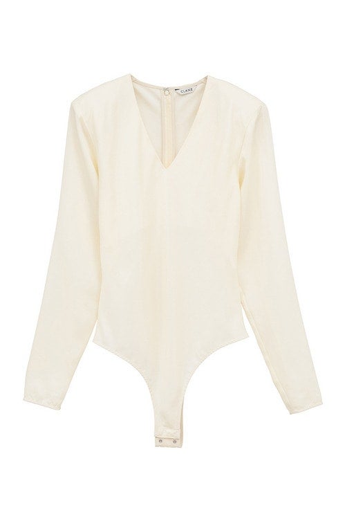V NECK POWER SHOULDER BODYSUIT