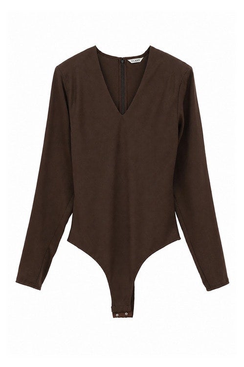 V NECK POWER SHOULDER BODYSUIT