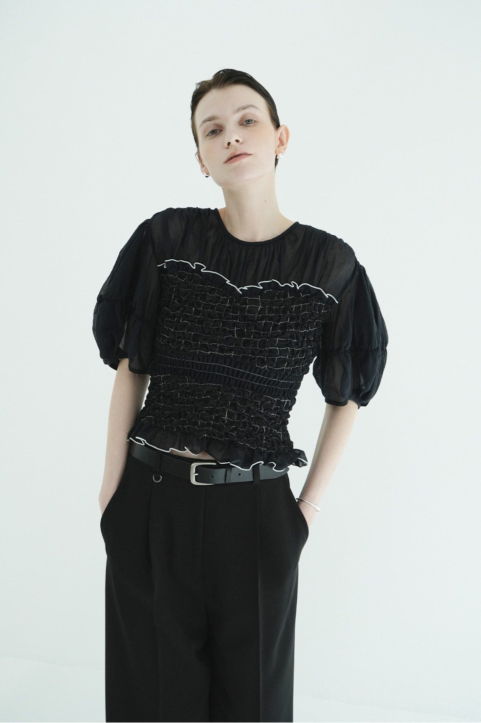トップス CLANE COLOR STITCHED SHIRRING TOPS COLOR STITCHED SHIRRING TOPS｜TOPS(トップス)｜CLANE OFFICIAL