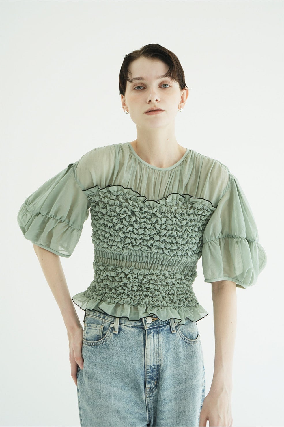COLOR STITCHED SHIRRING TOPS｜TOPS(トップス)｜CLANE OFFICIAL