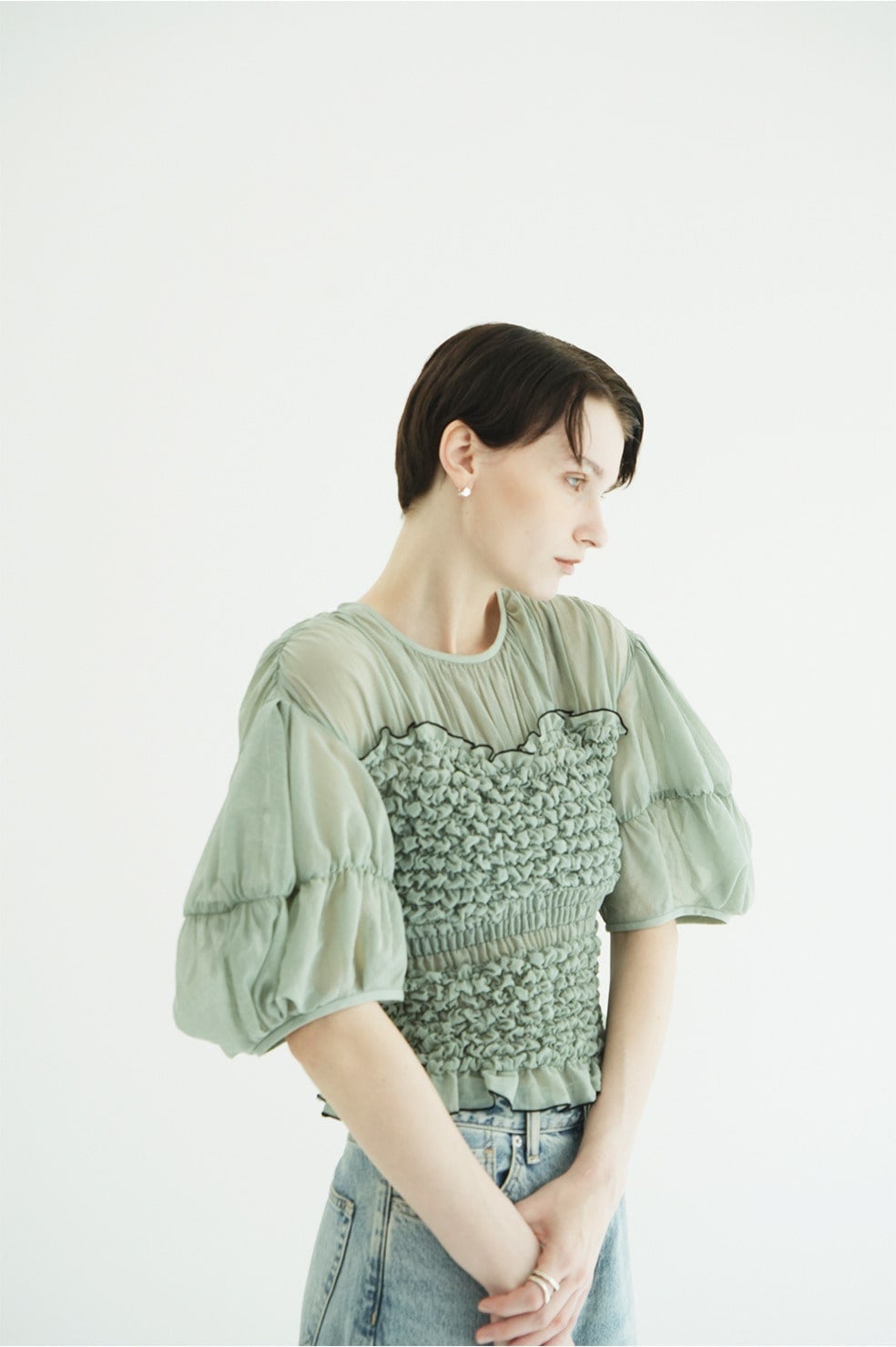 COLOR STITCHED SHIRRING TOPS｜TOPS(トップス)｜CLANE OFFICIAL