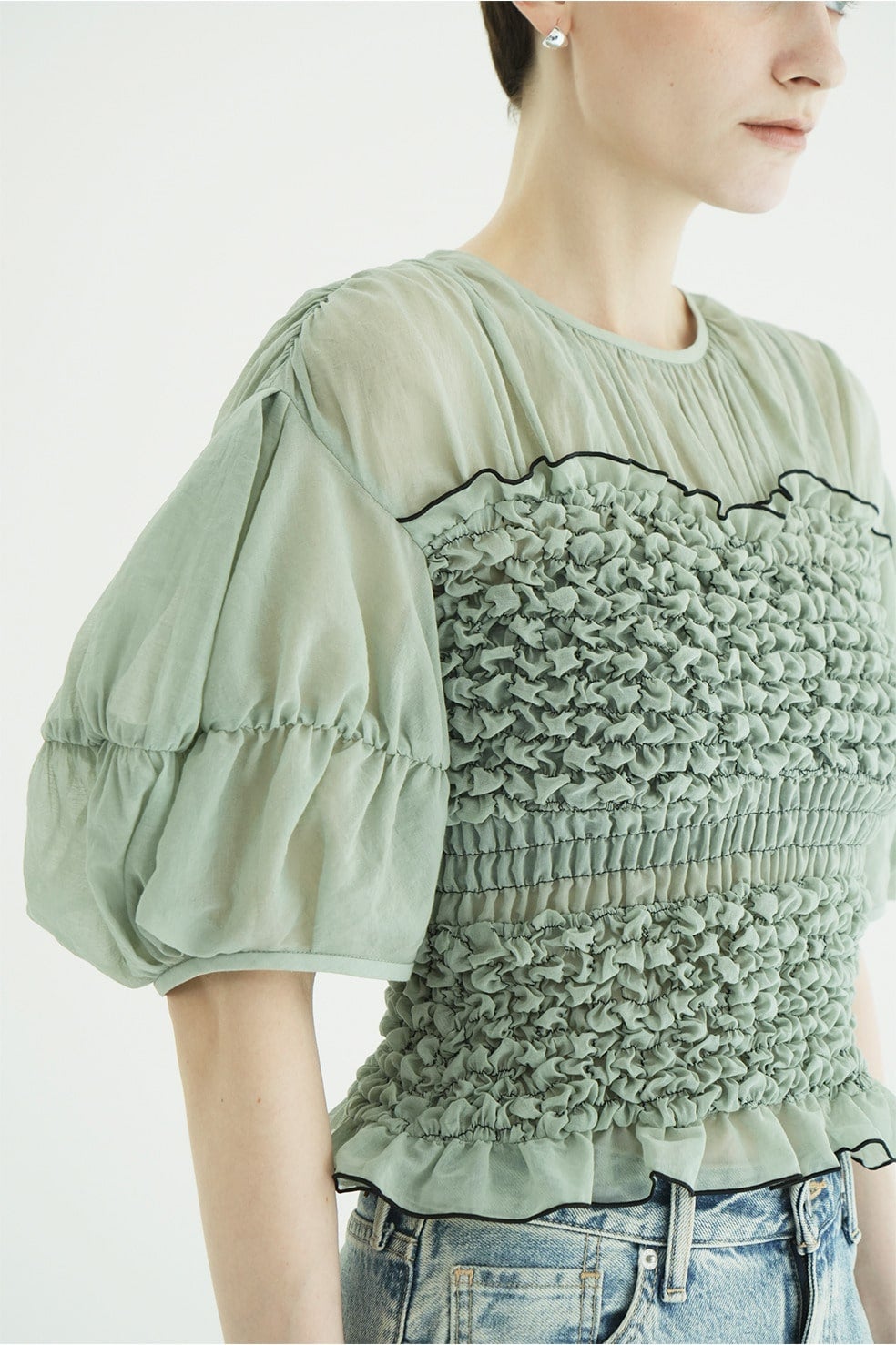 トップス CLANE COLOR STITCHED SHIRRING TOPS COLOR STITCHED SHIRRING TOPS｜TOPS(トップス)｜CLANE OFFICIAL