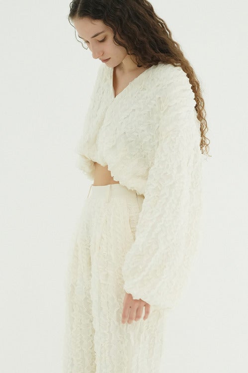 TOPSTITCHED FRILL BOLERO