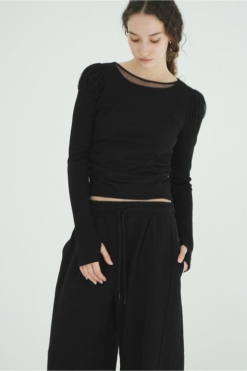 LAYERED TULLE RIBBON CUT TOPS