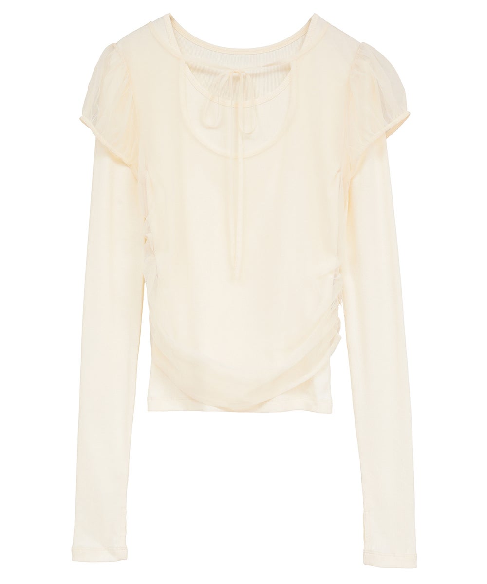 LAYERED TULLE RIBBON CUT TOPS｜TOPS(トップス)｜CLANE OFFICIAL
