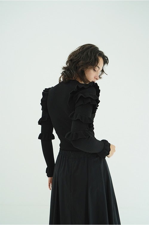FRILL SLEEVE KNIT TOPS